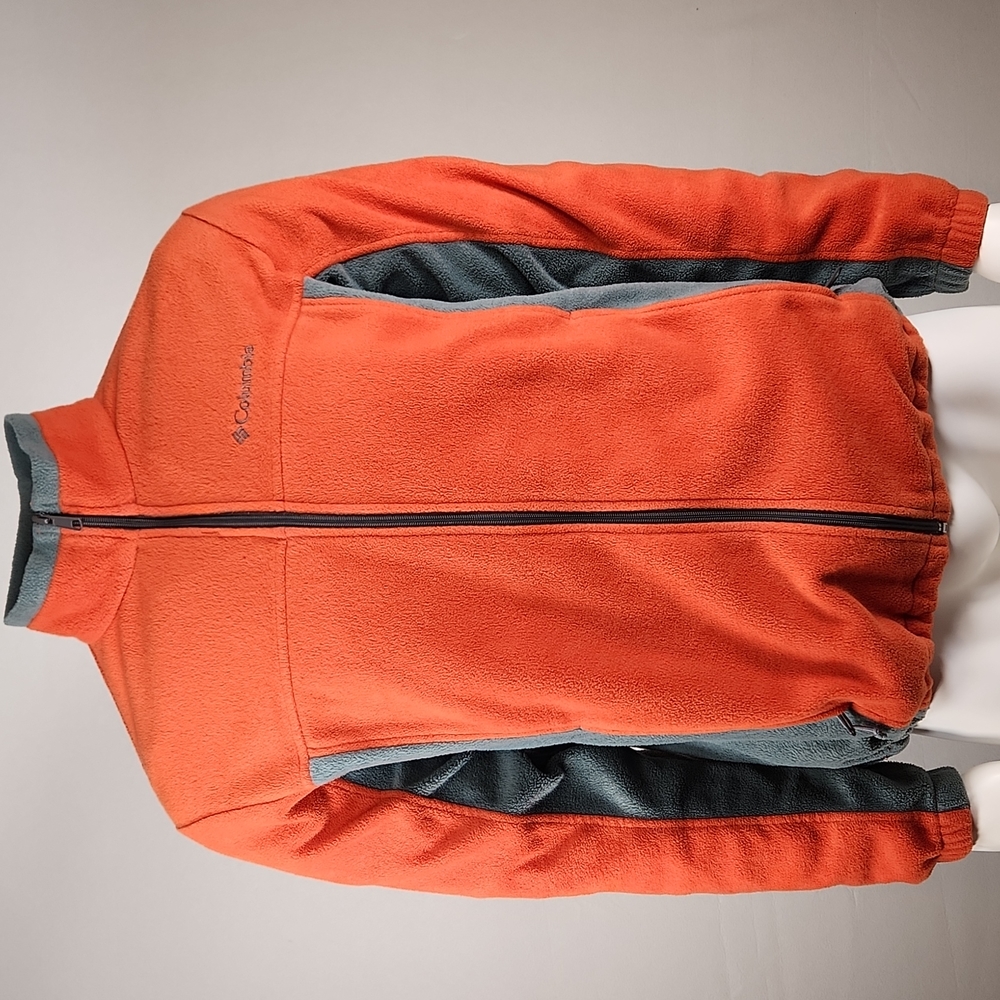 COLUMBIA Full zip fleece jacket Size L Orange/Grey EUC